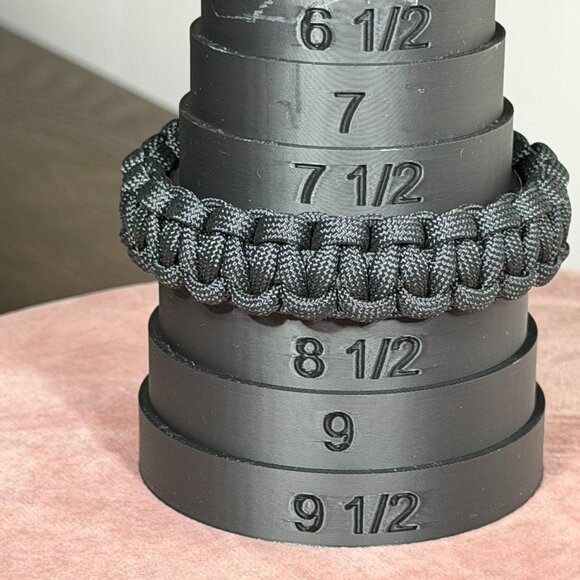 Black Paracord Survival Bracelet – Handmade Tactical Woven Bangle - Picture 2 of 7